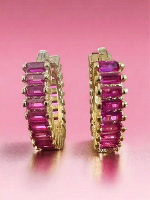 Ruby Baguette Tiny Hoops Ruby Baguette Tiny Hoops