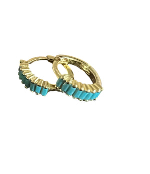 Turquoise Baguette Tiny Hoops Turquoise Baguette Tiny Hoops