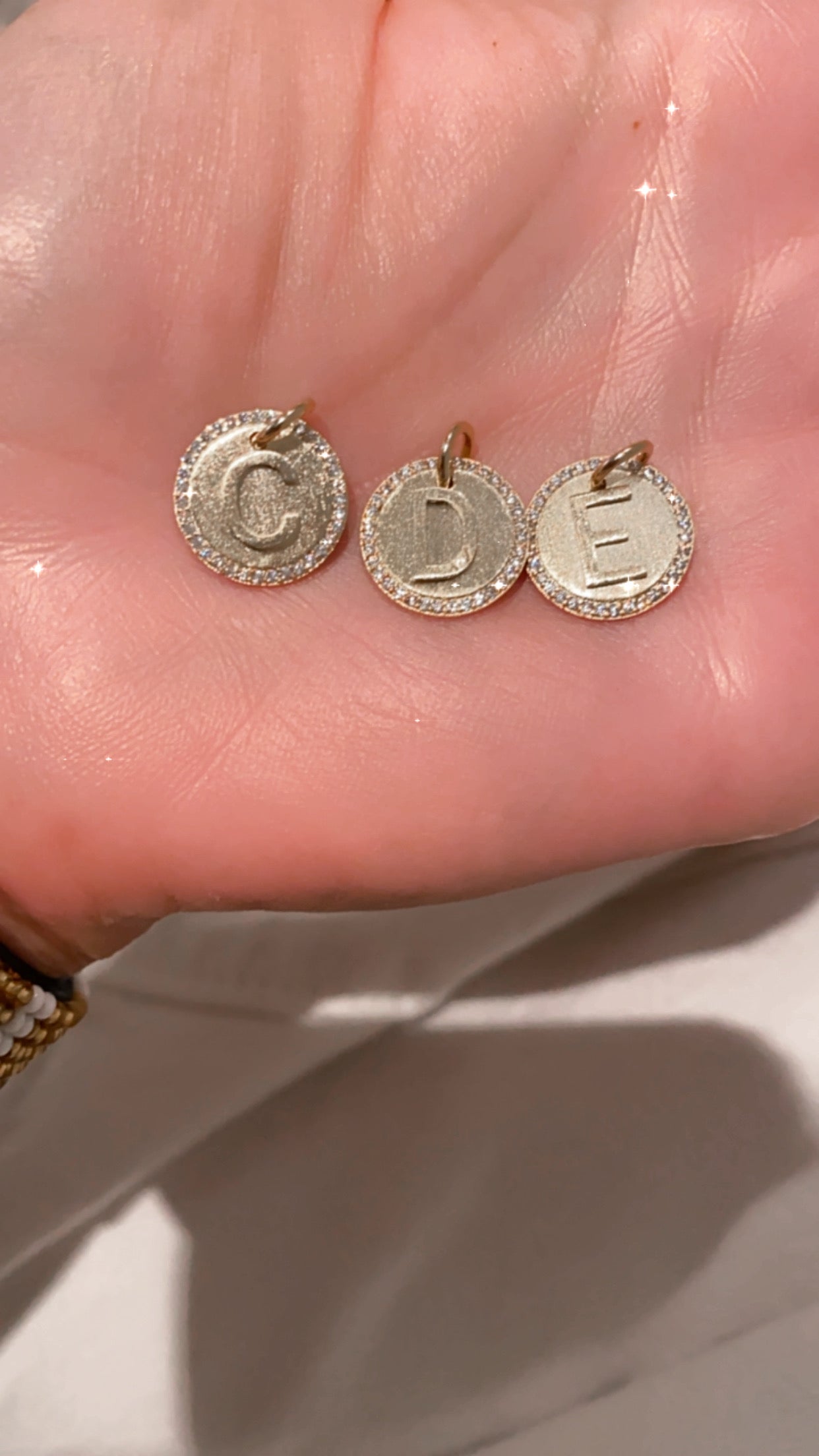 Gold Pave Disc Initial Sonya Renee