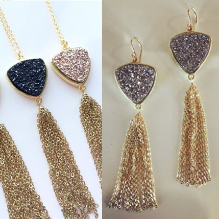 Trillion Drusy Tassel Set Sonya Renee