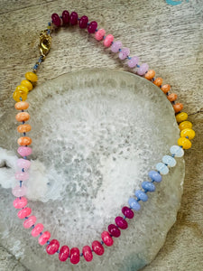 Chakras Necklace Knotted Gemstones