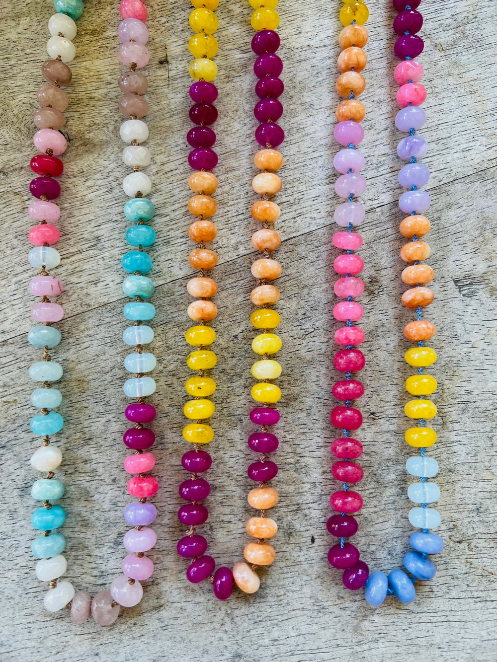 Chakras Necklace Knotted Gemstones