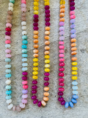 Chakras Necklace Knotted Gemstones