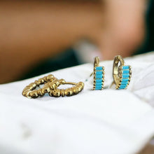 Turquoise Baguette Tiny Hoops