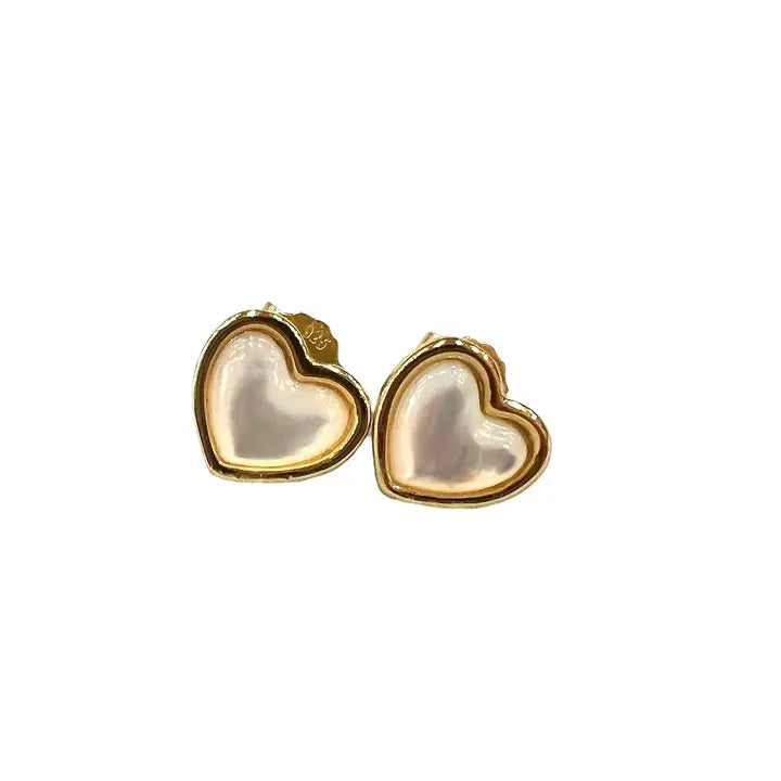 mother of pearl heart studs