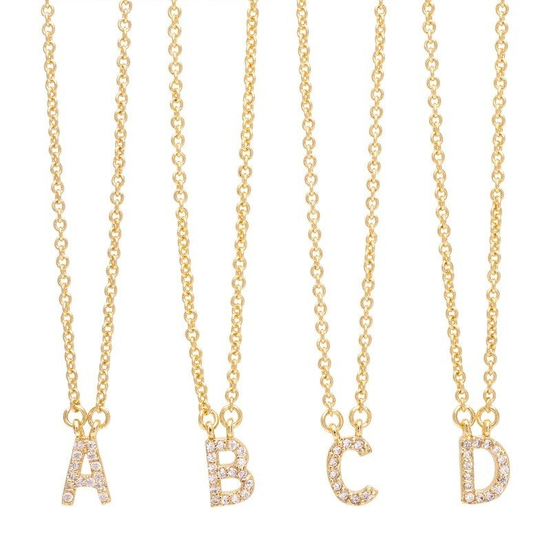 Pave Initial Necklace (Gold, Rose, or Silver tone) Sonya Renee