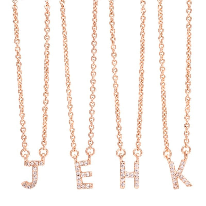 Pave Initial Necklace (Gold, Rose, or Silver tone) Sonya Renee