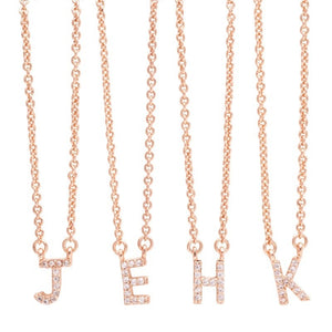 Pave Initial Necklace (Gold, Rose, or Silver tone) Sonya Renee
